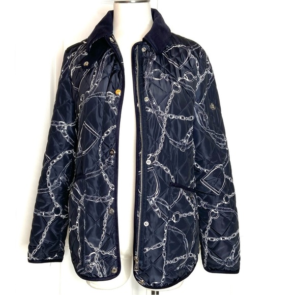 LAUREN RALPH LAUREN Navy Belting Print Quilted Jacket - Picture 3 of 16